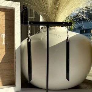 Handcrafted Black Tourmaline Sterling Silver Dangle Earrings